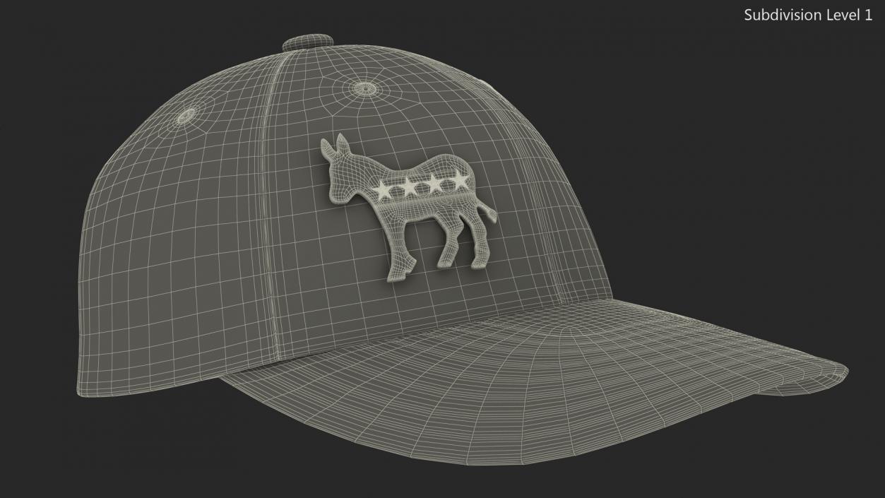 Camouflage Baseball Cap with Democratic Icon 3D model