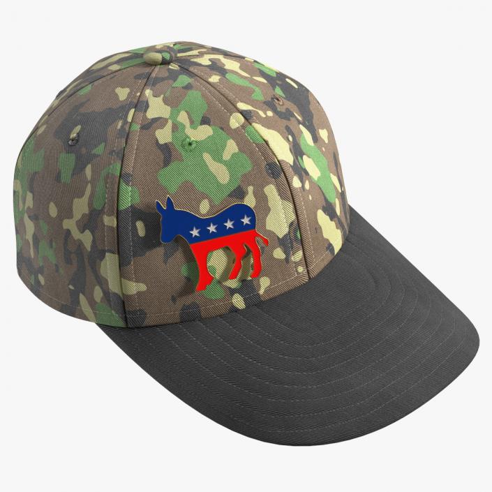 Camouflage Baseball Cap with Democratic Icon 3D model