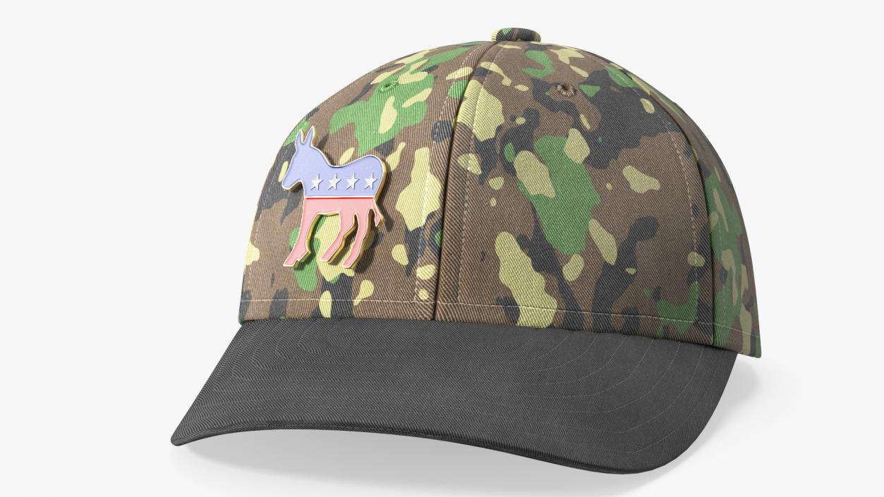 Camouflage Baseball Cap with Democratic Icon 3D model