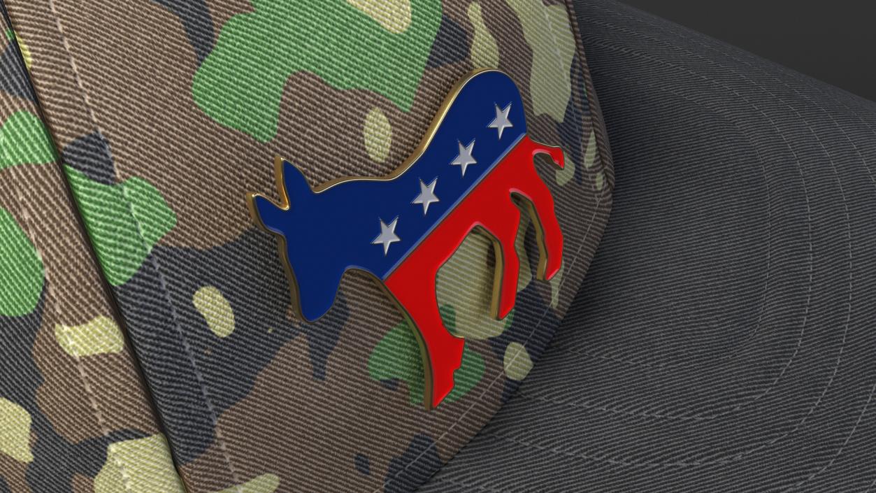 Camouflage Baseball Cap with Democratic Icon 3D model