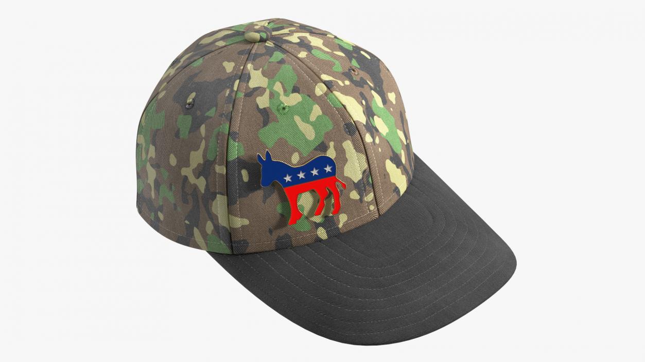 Camouflage Baseball Cap with Democratic Icon 3D model