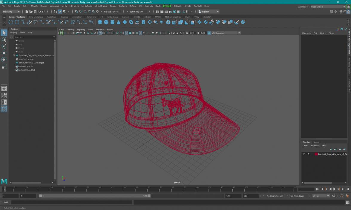 Camouflage Baseball Cap with Democratic Icon 3D model