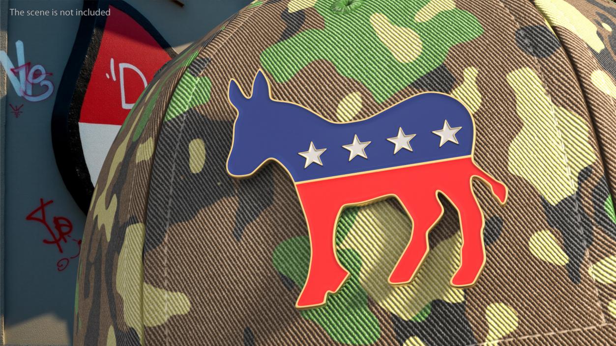 Camouflage Baseball Cap with Democratic Icon 3D model