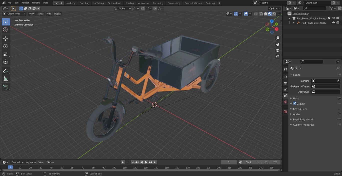 3D Rad Power Bike RadBurro with Truck Bed model