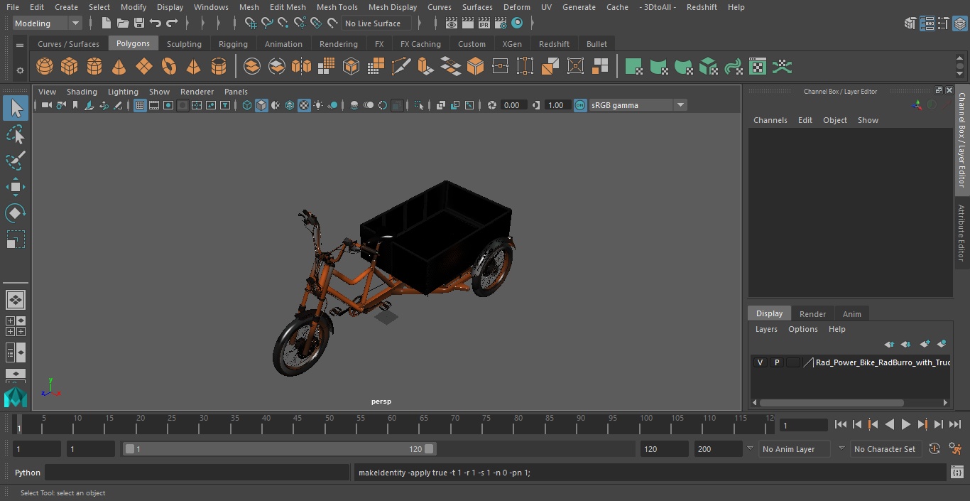 3D Rad Power Bike RadBurro with Truck Bed model