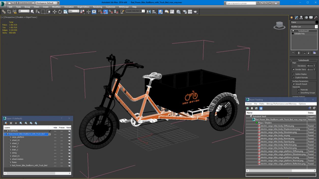 3D Rad Power Bike RadBurro with Truck Bed model