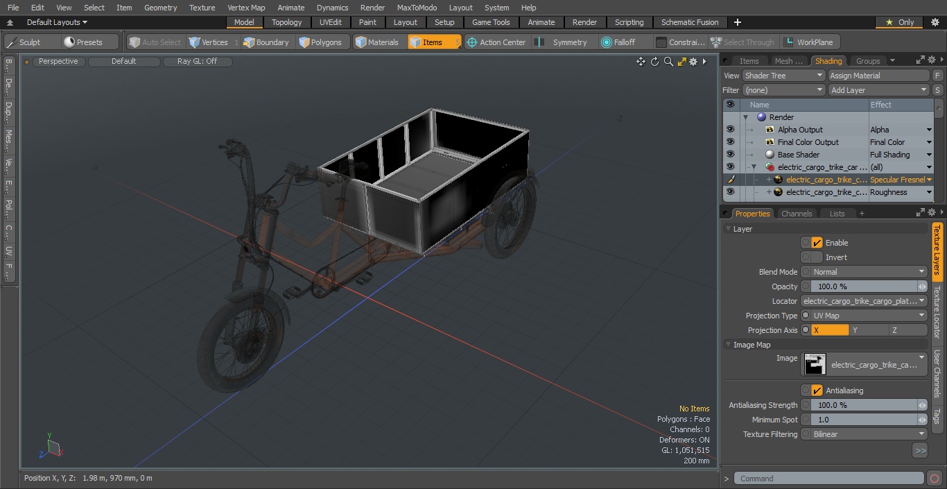 3D Rad Power Bike RadBurro with Truck Bed model