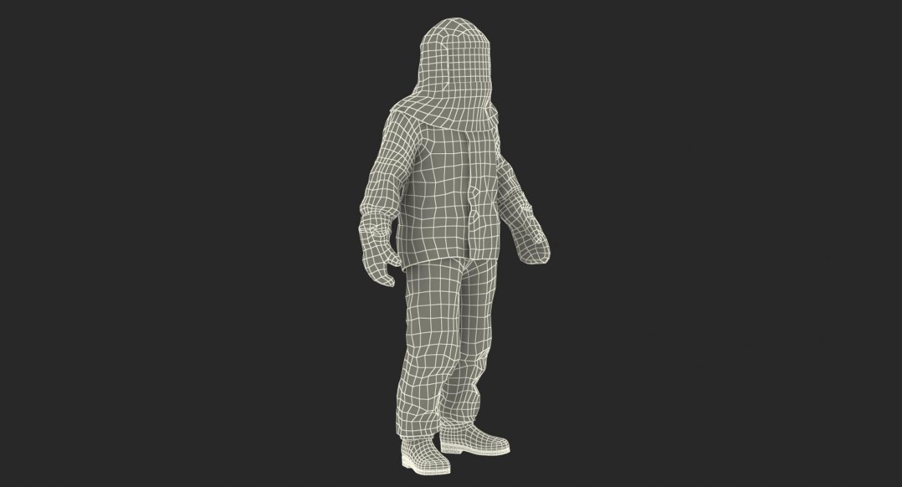 3D Firefighter Wearing Aluminium Fire Suit Standing Pose model