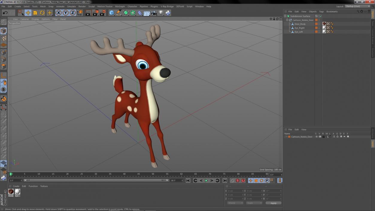 3D Cartoon Noble Deer model