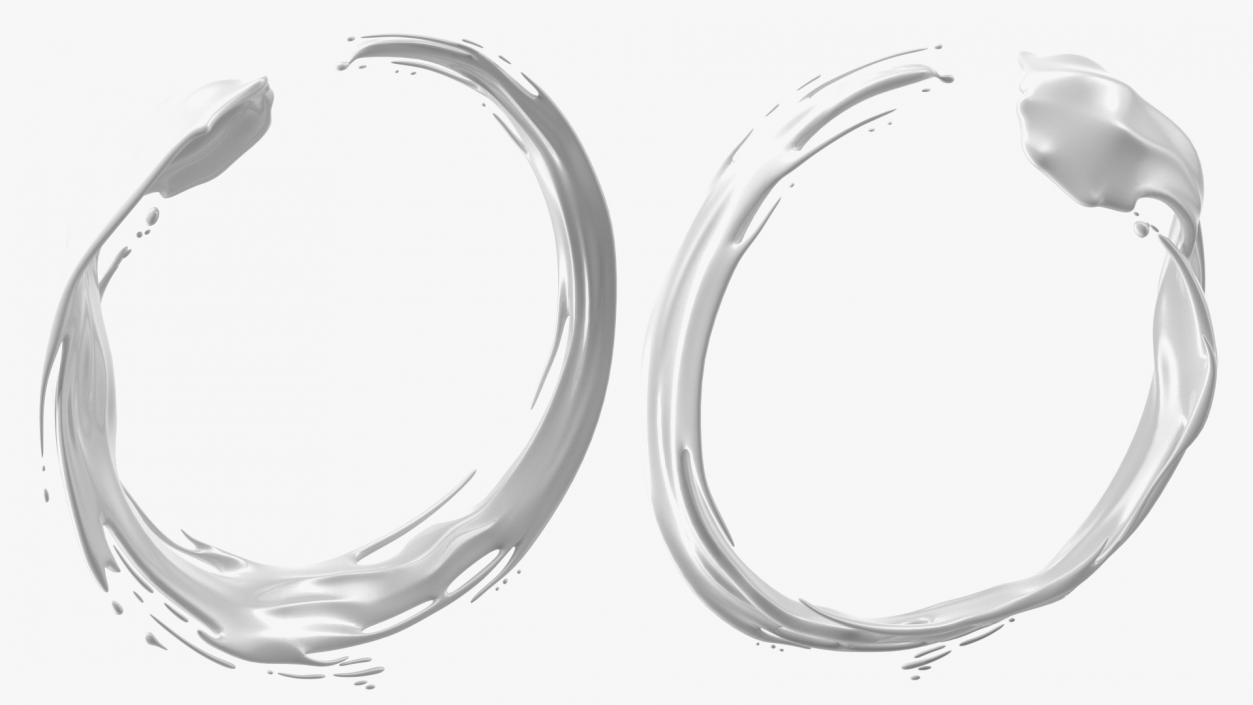 3D White Liquid Circle Splash