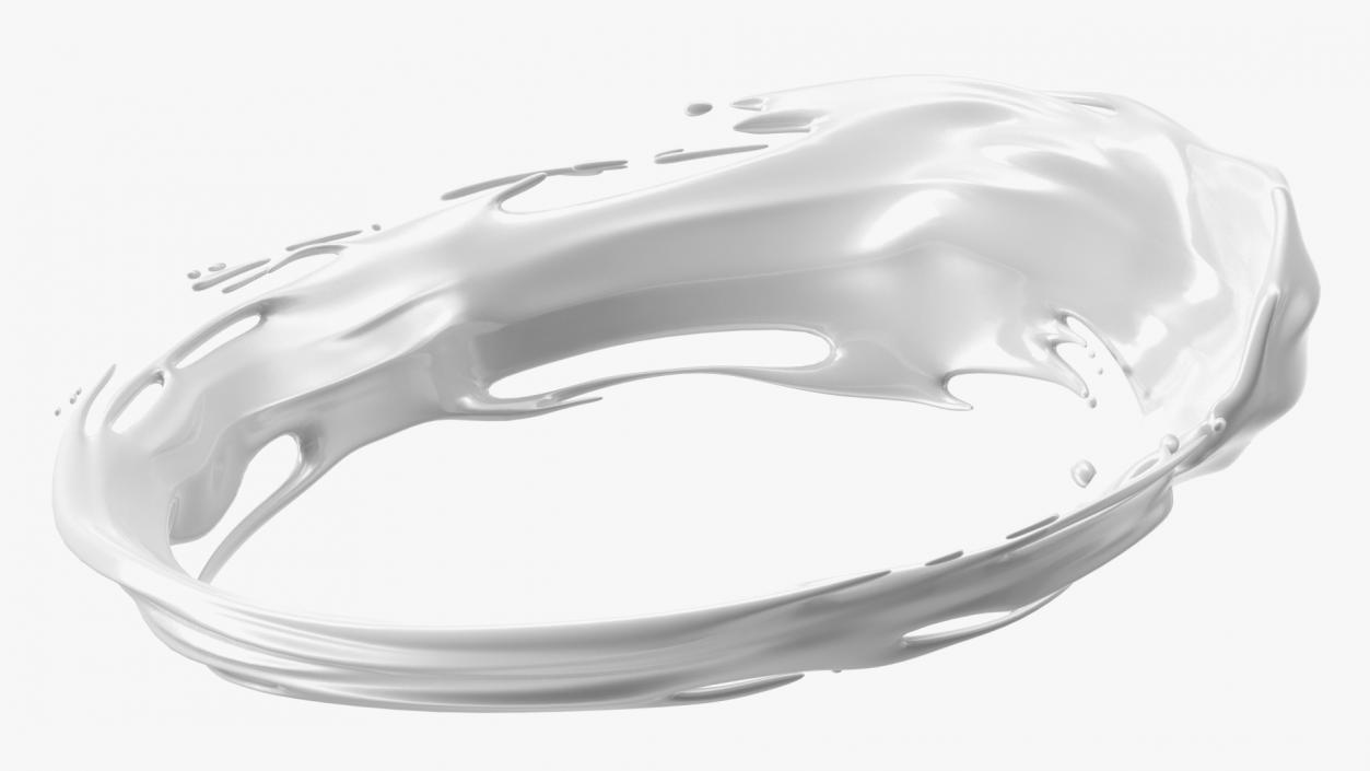 3D White Liquid Circle Splash