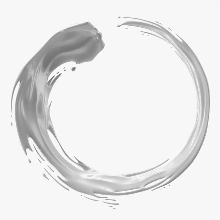 3D White Liquid Circle Splash