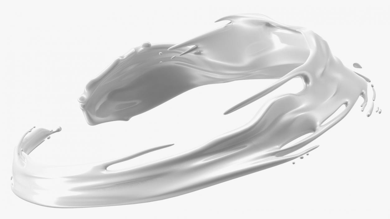 3D White Liquid Circle Splash