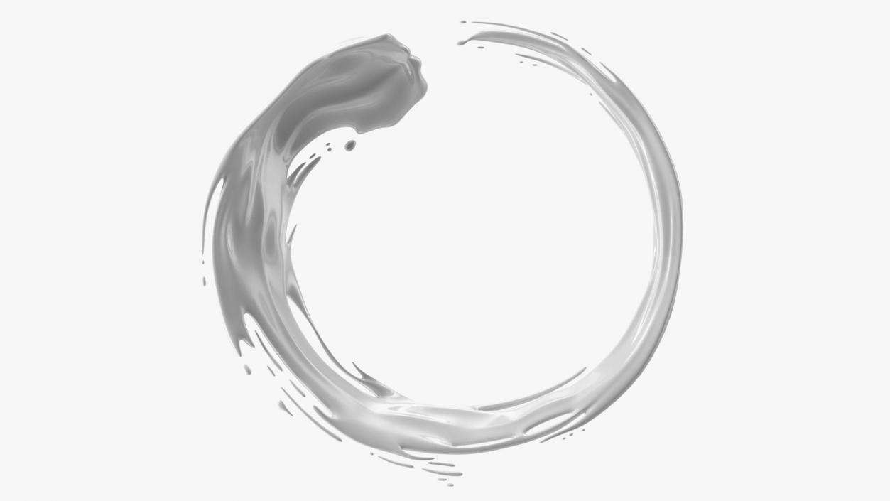 3D White Liquid Circle Splash