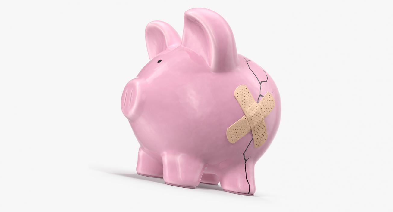 3D Cracked Piggy Bank model