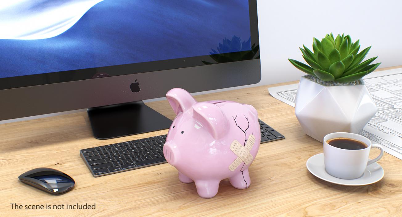 3D Cracked Piggy Bank model