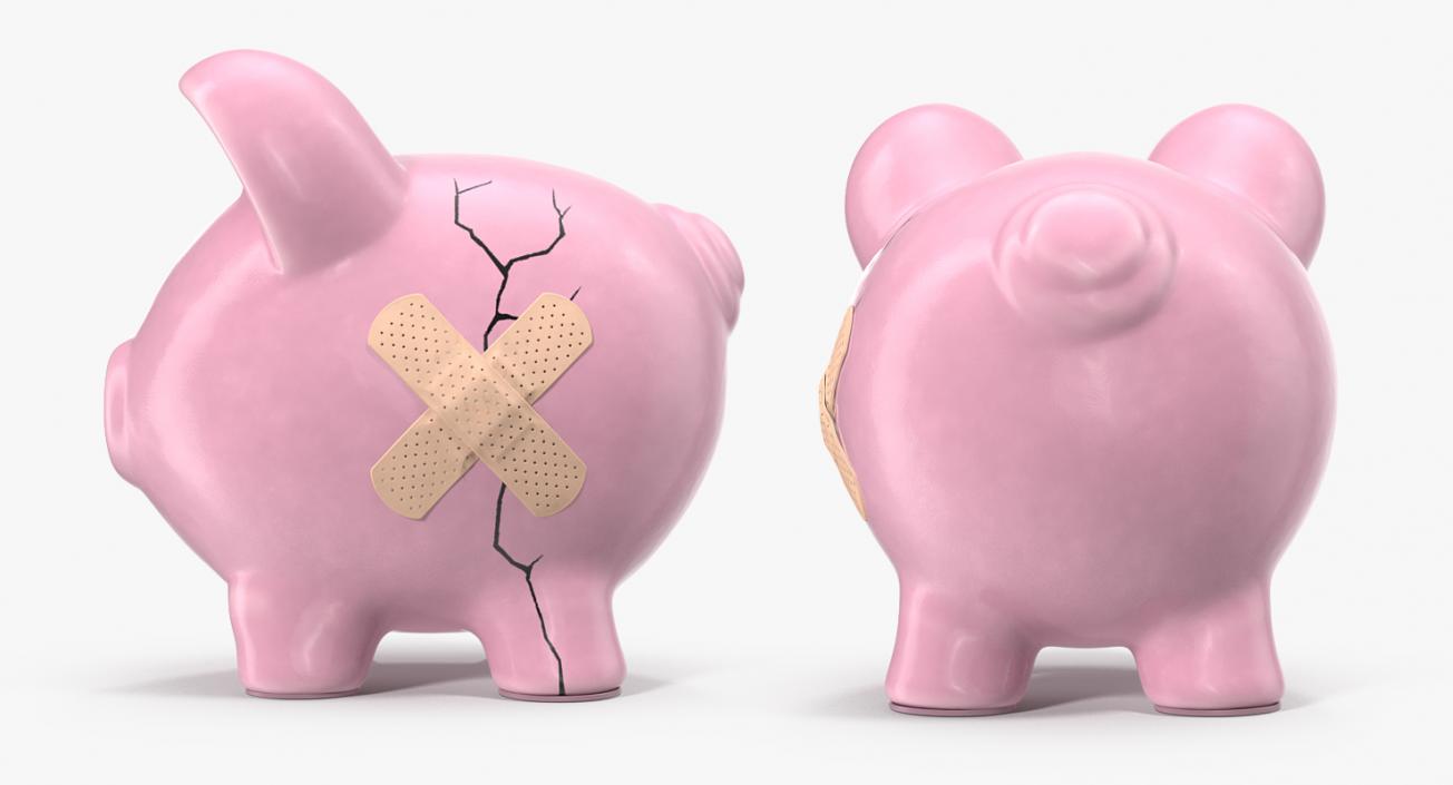 3D Cracked Piggy Bank model