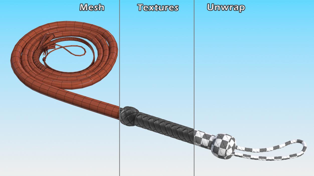 Cowboy Black Curved Whip 3D model