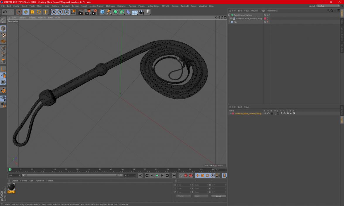 Cowboy Black Curved Whip 3D model