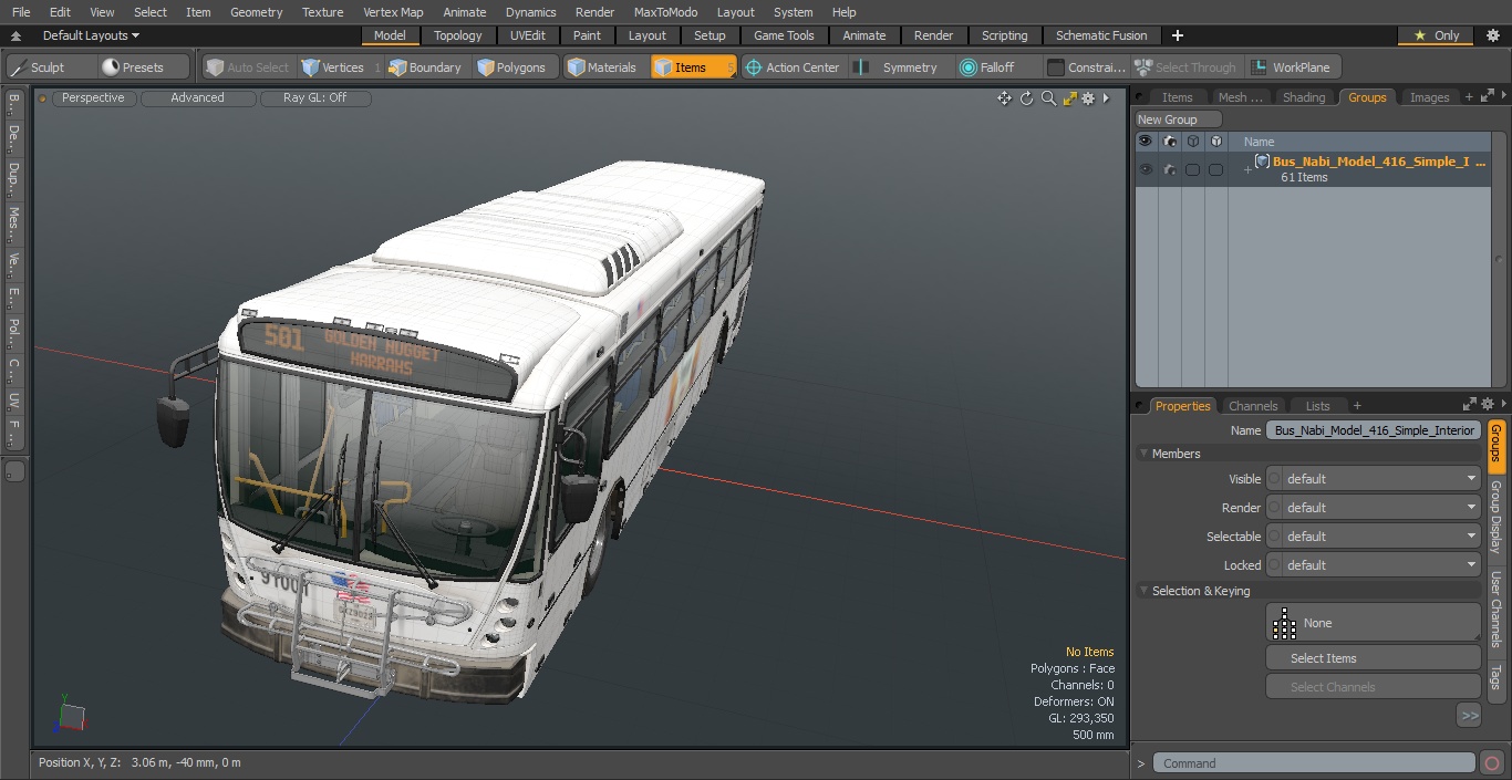 Bus Nabi Model 416 Simple Interior 3D model