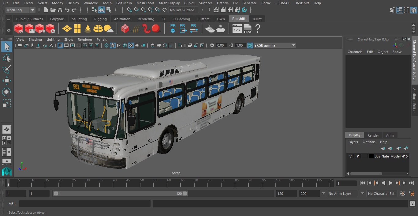 Bus Nabi Model 416 Simple Interior 3D model