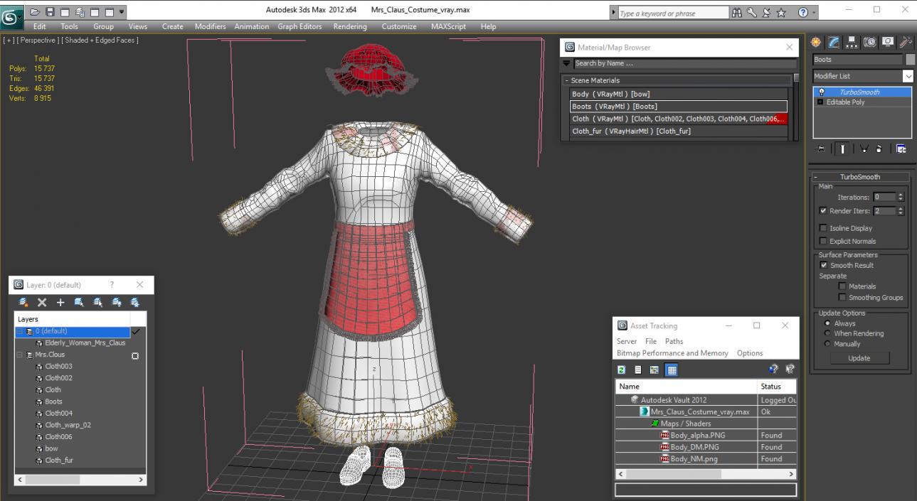 Mrs Claus Costume 3D