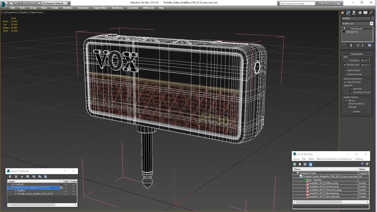 Portable Guitar Amplifier VOX AC30 3D model