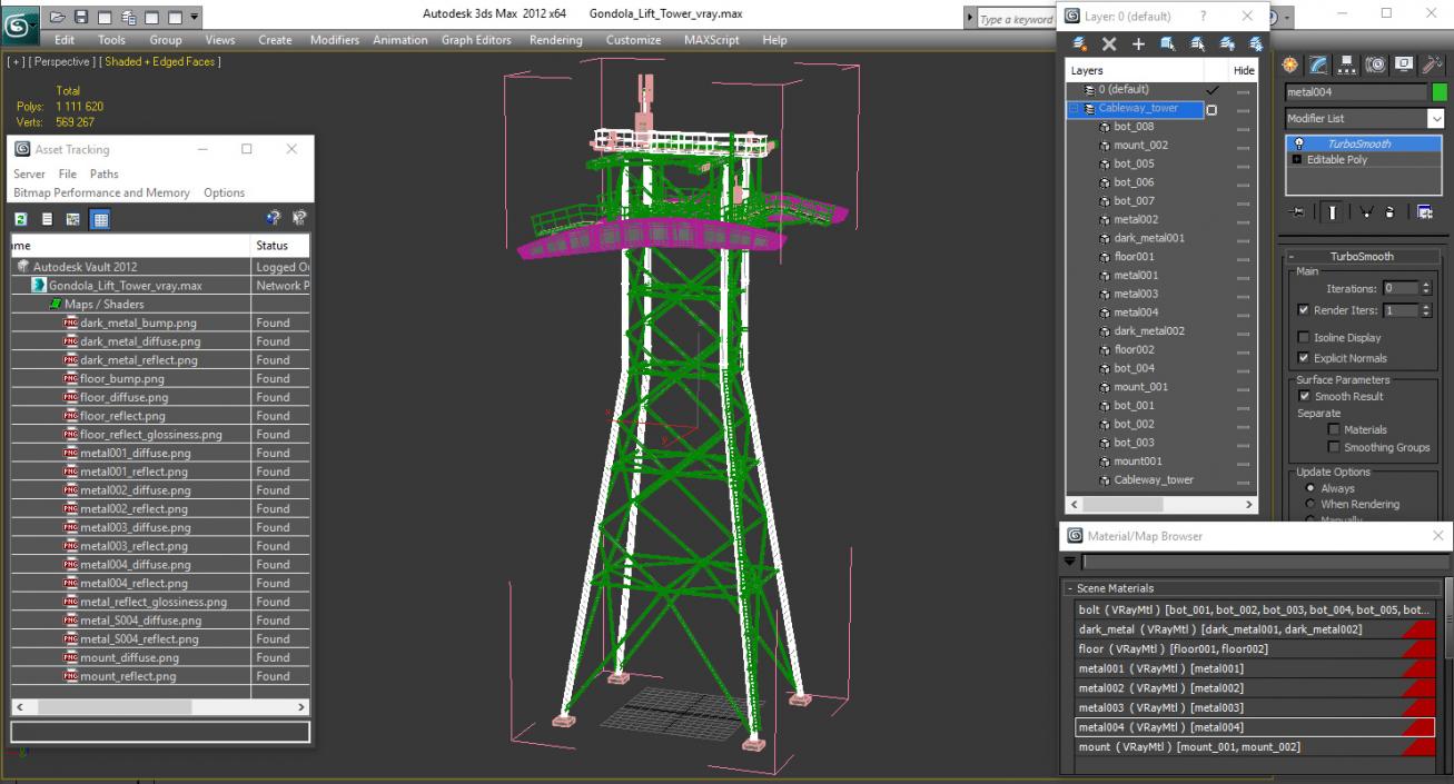 3D Gondola Lift Tower model