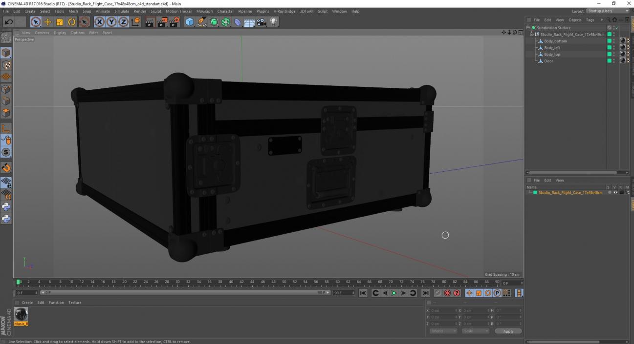 Studio Rack Flight Case 17x48x48cm 3D model