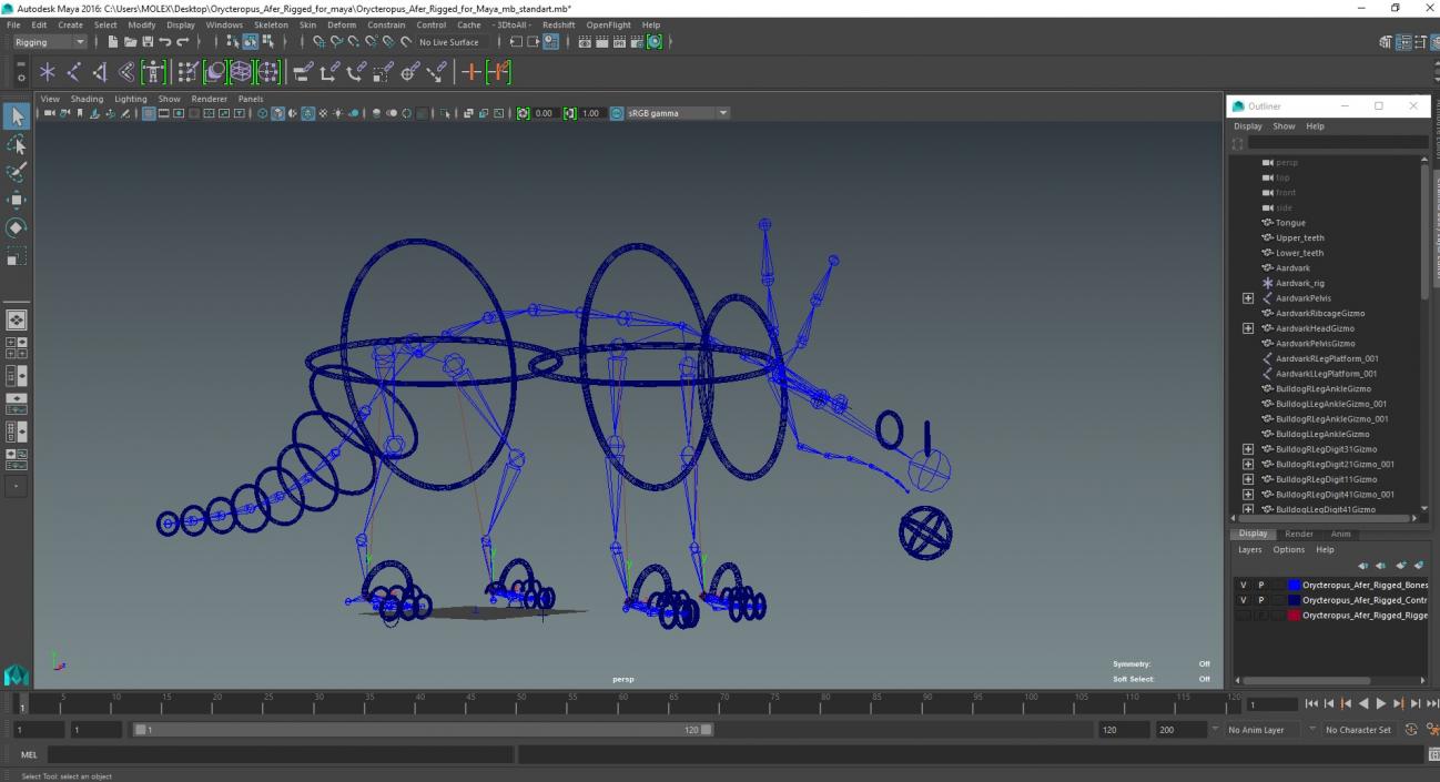 Orycteropus Afer Rigged for Maya 3D