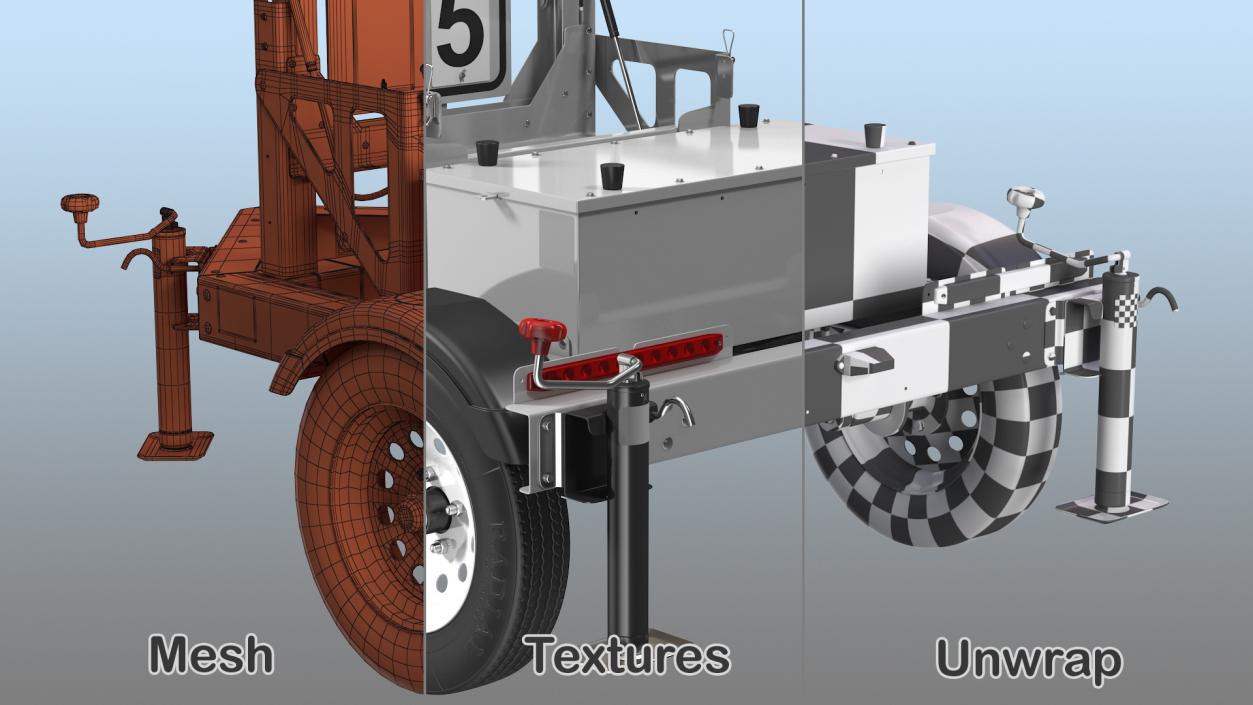 3D Mobile Trailer with Matrix Messaging Display Rigged