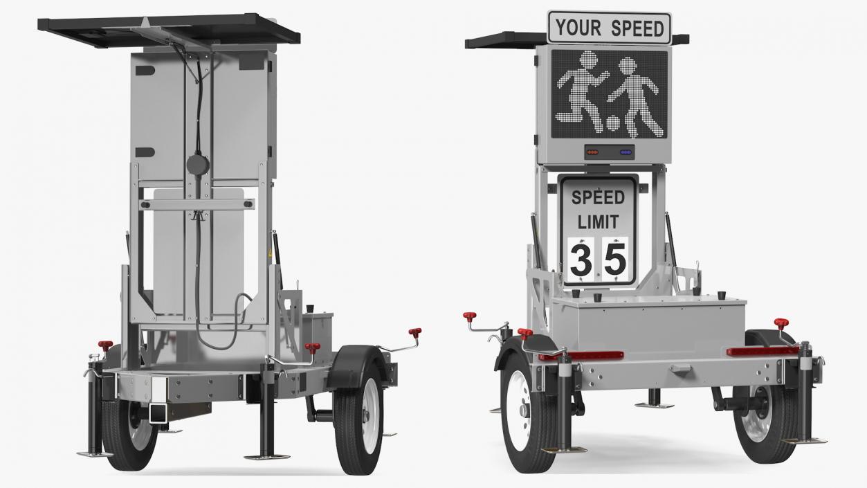 3D Mobile Trailer with Matrix Messaging Display Rigged