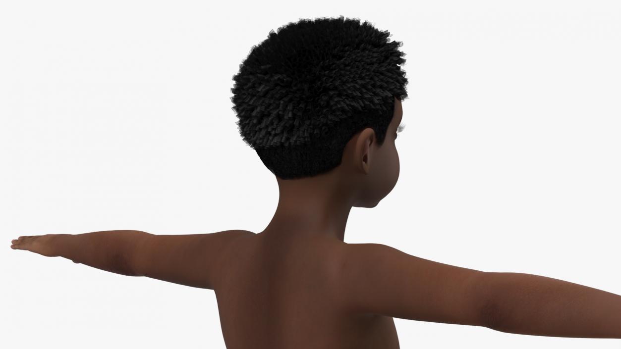 Black Child Boy Beach Style T-Pose 3D model