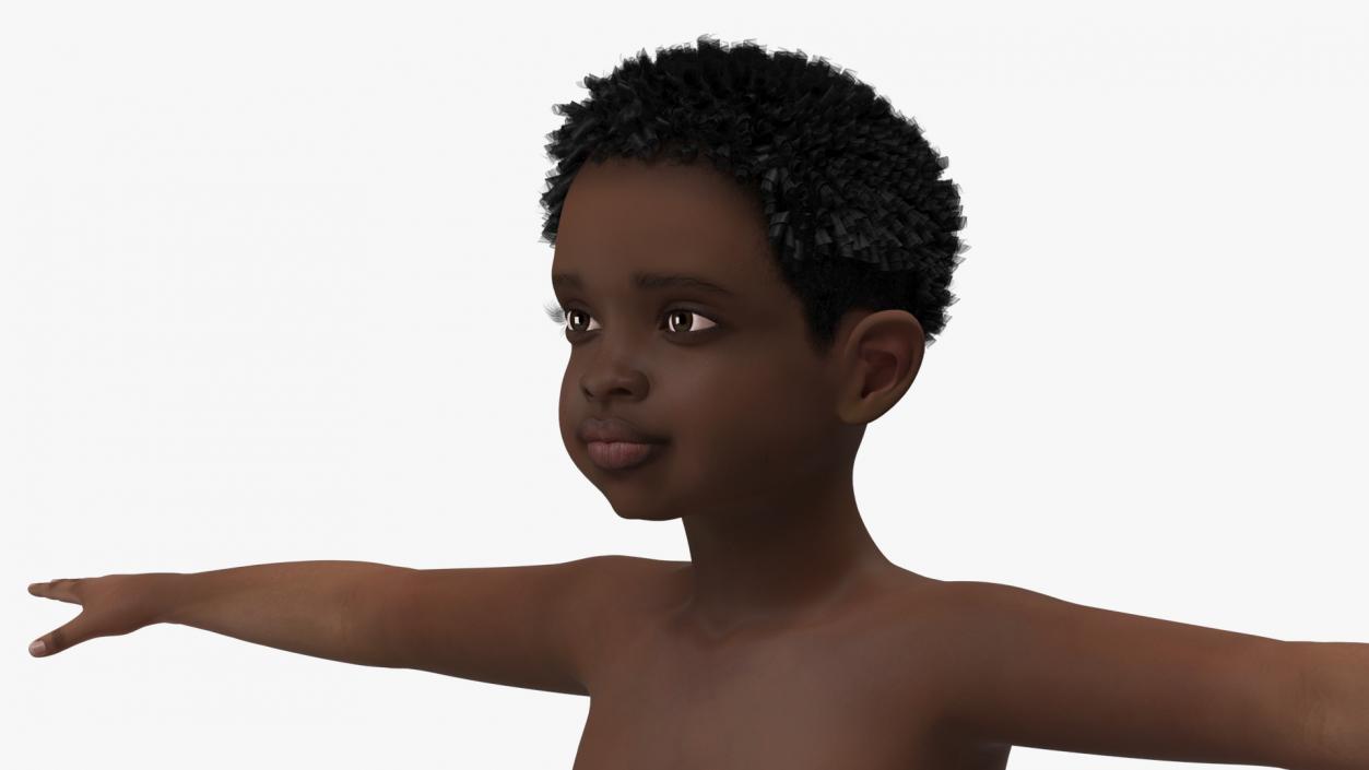 Black Child Boy Beach Style T-Pose 3D model