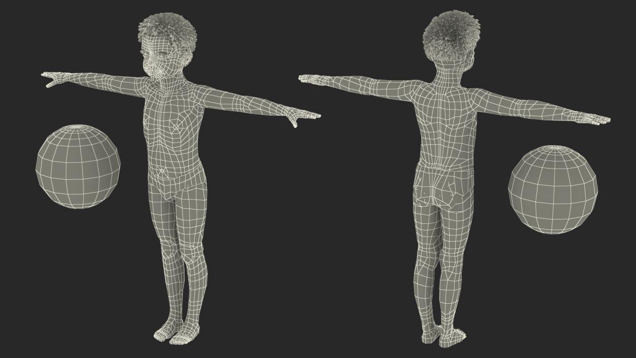 Black Child Boy Beach Style T-Pose 3D model