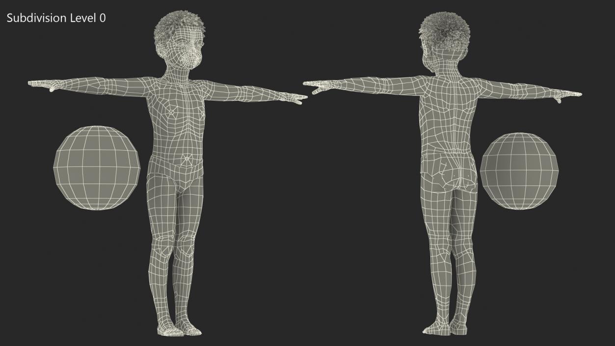 Black Child Boy Beach Style T-Pose 3D model