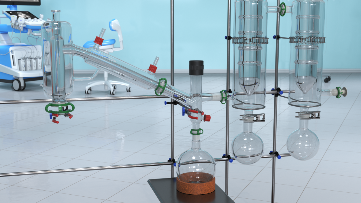 3D Distilling Stand with Flasks model