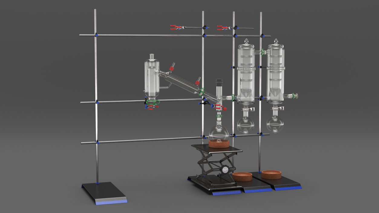 3D Distilling Stand with Flasks model