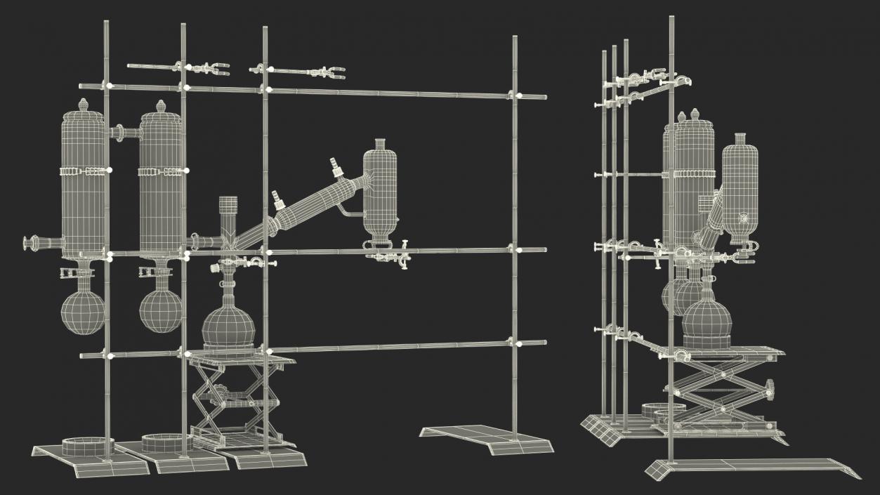 3D Distilling Stand with Flasks model