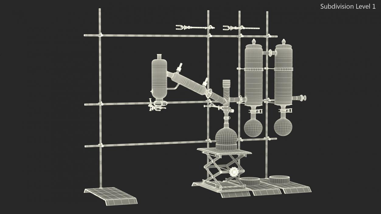 3D Distilling Stand with Flasks model