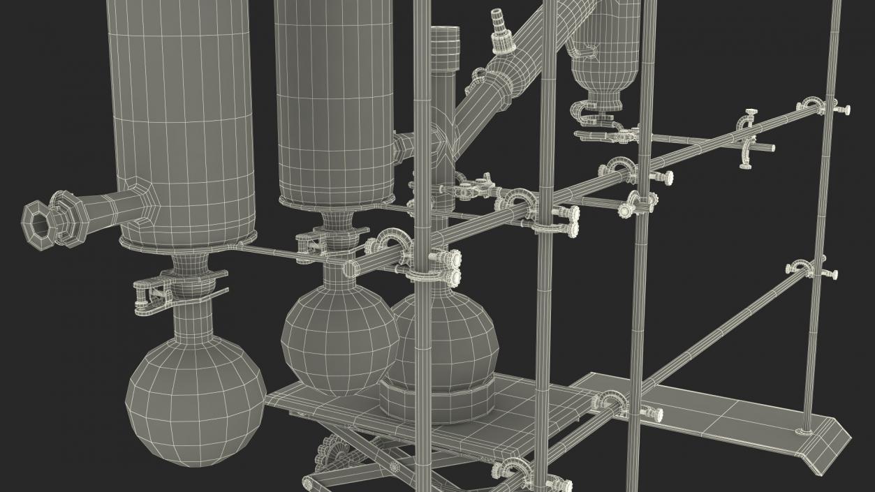 3D Distilling Stand with Flasks model