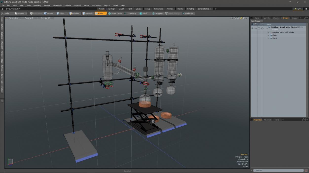 3D Distilling Stand with Flasks model