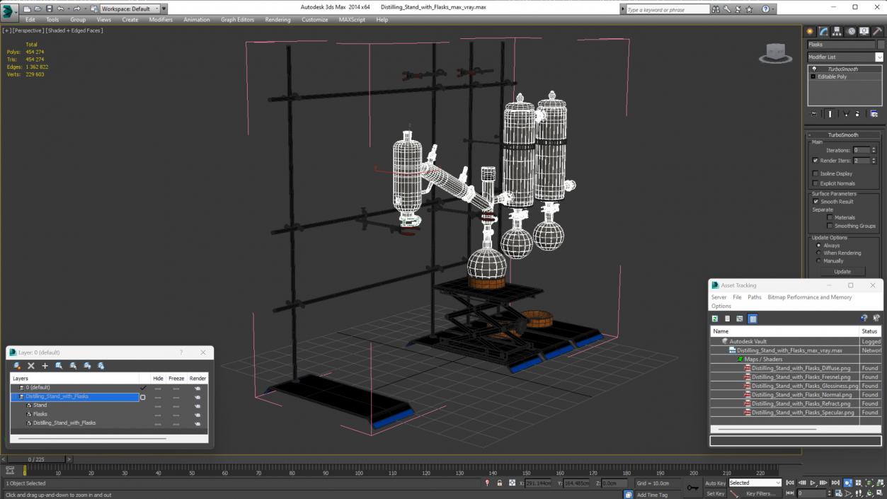 3D Distilling Stand with Flasks model