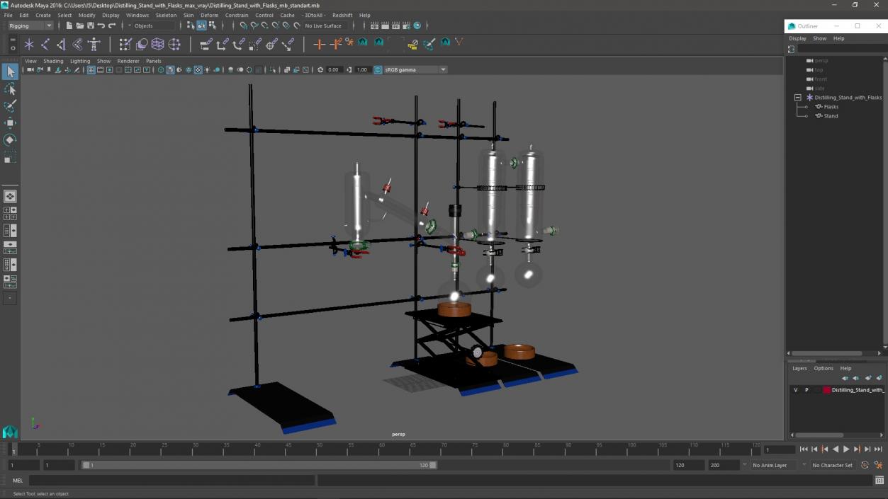 3D Distilling Stand with Flasks model