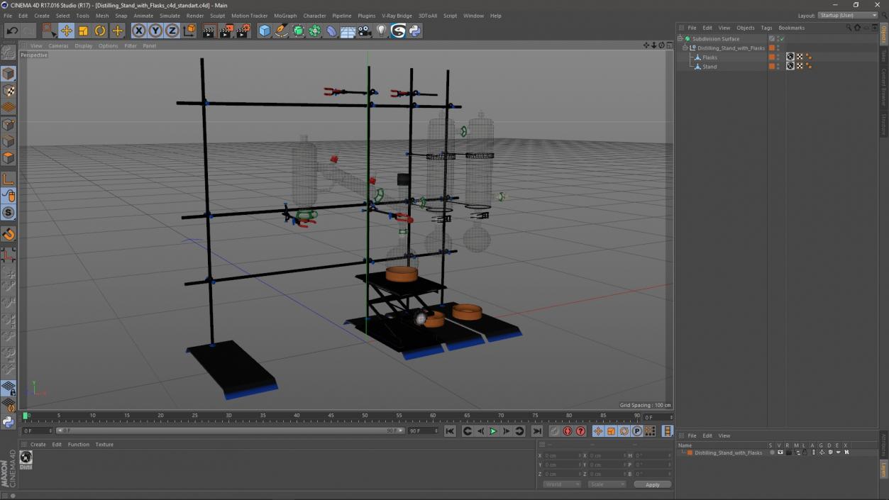 3D Distilling Stand with Flasks model