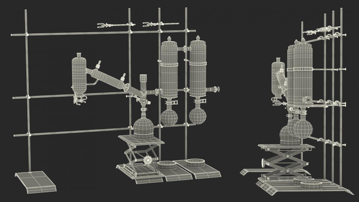 3D Distilling Stand with Flasks model