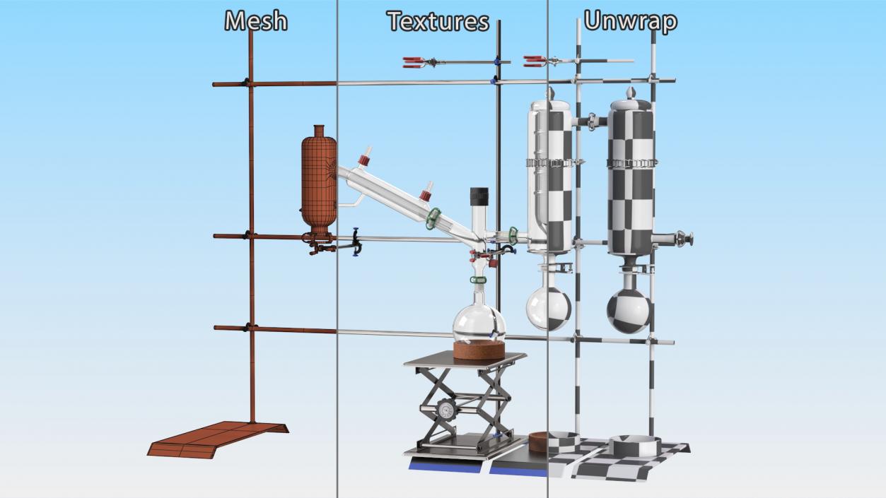 3D Distilling Stand with Flasks model