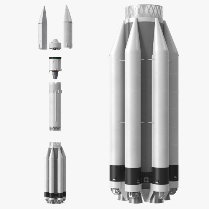 3D model Heavy Lift Launch Rocket Main Parts