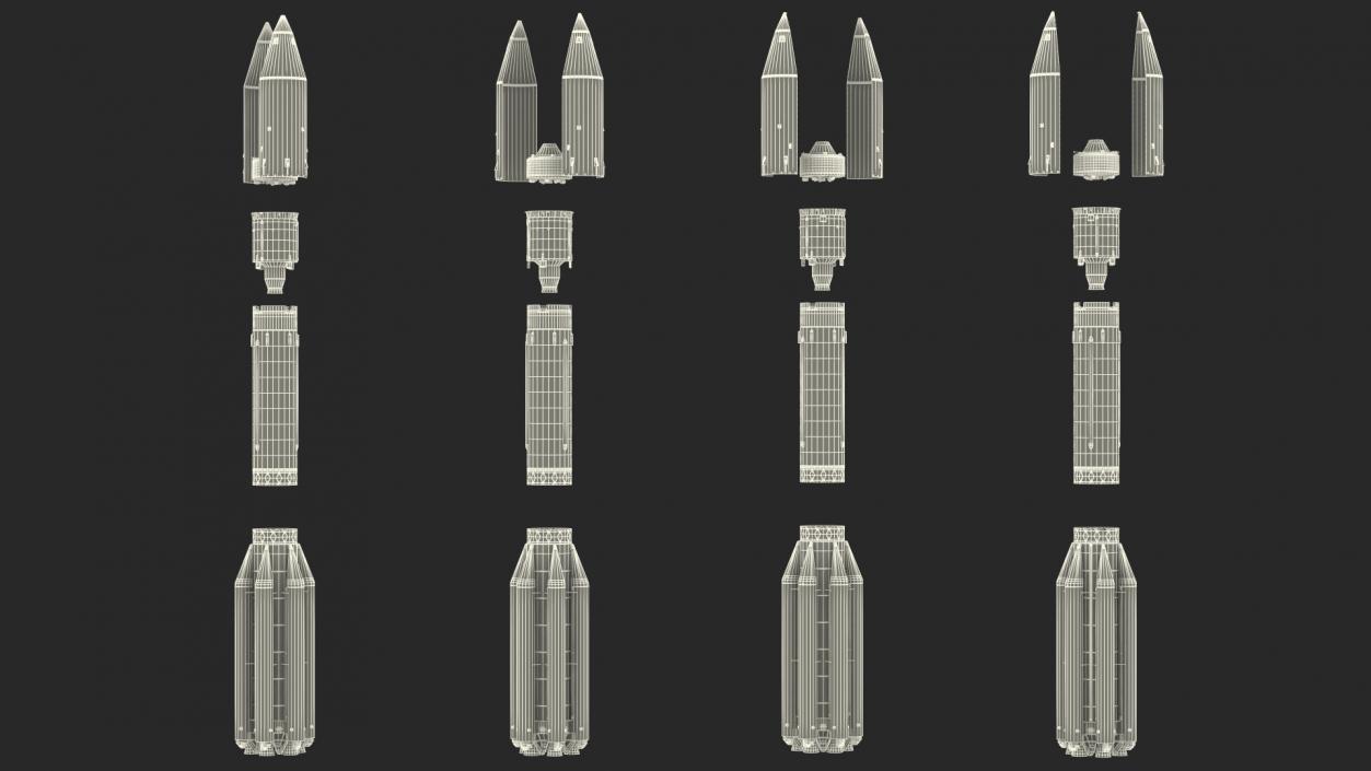 3D model Heavy Lift Launch Rocket Main Parts