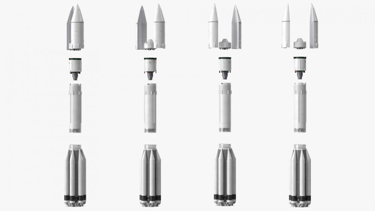 3D model Heavy Lift Launch Rocket Main Parts